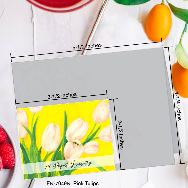 Pink Tulips, Greeting Card (7049N), Enclosure, www.printedcanvas.com