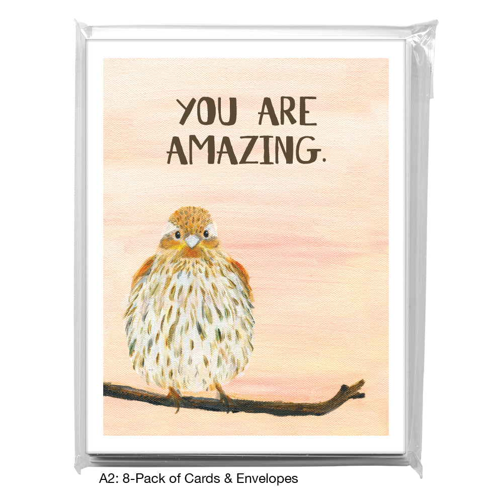 Sweet Finch, Greeting Card (8325G), A2 8-Pack, printedcanvas.com