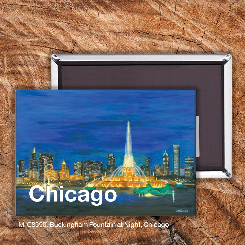 Buckingham Fountain at Night, Chicago, Magnet (M-8390A), front, printedcanvas.com