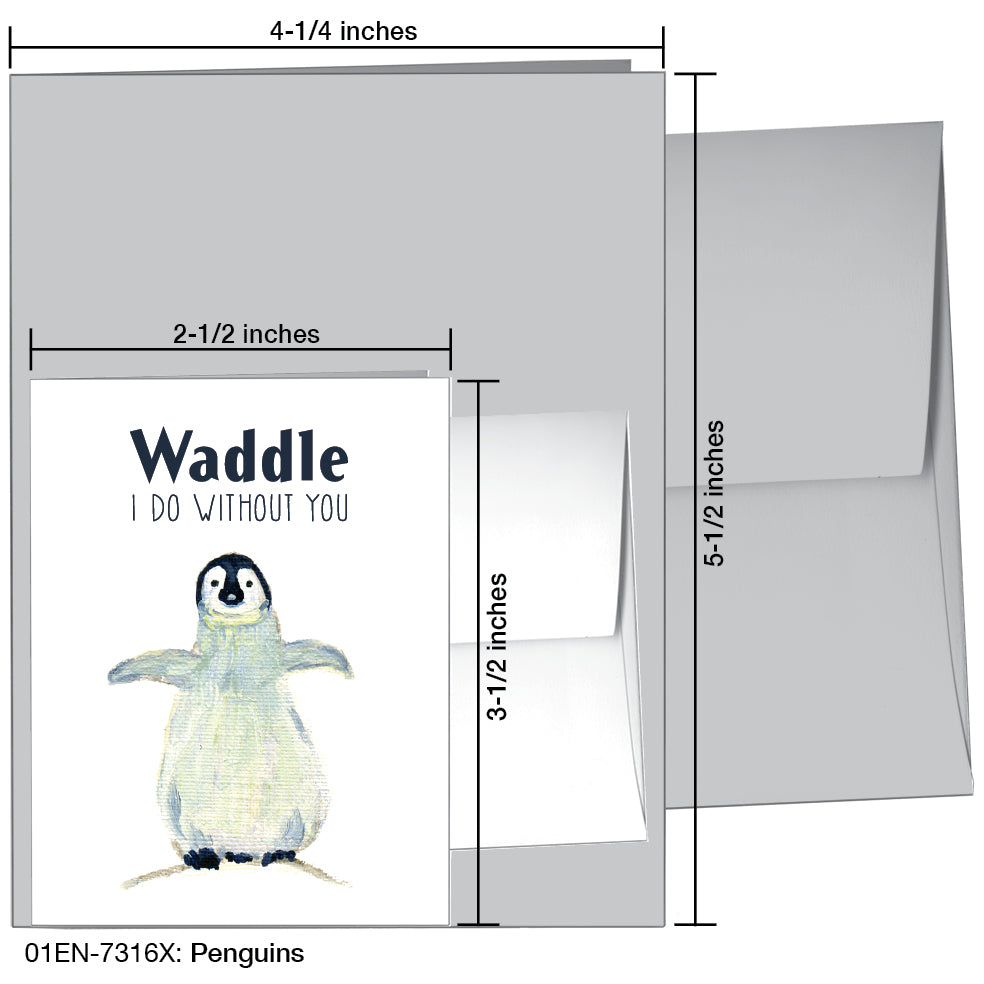 Penguins, Greeting Card (7316X), Enclosure, www.printedcanvas.com