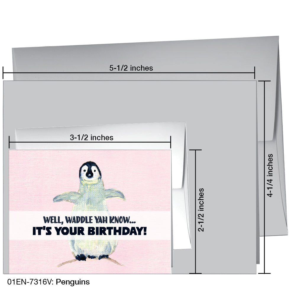 Penguins, Greeting Card (7316V), Enclosure, www.printedcanvas.com