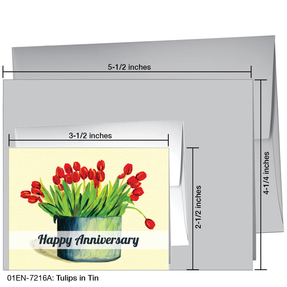Tulips in Tin, Greeting Card (7216A), Enclosure, www.printedcanvas.com