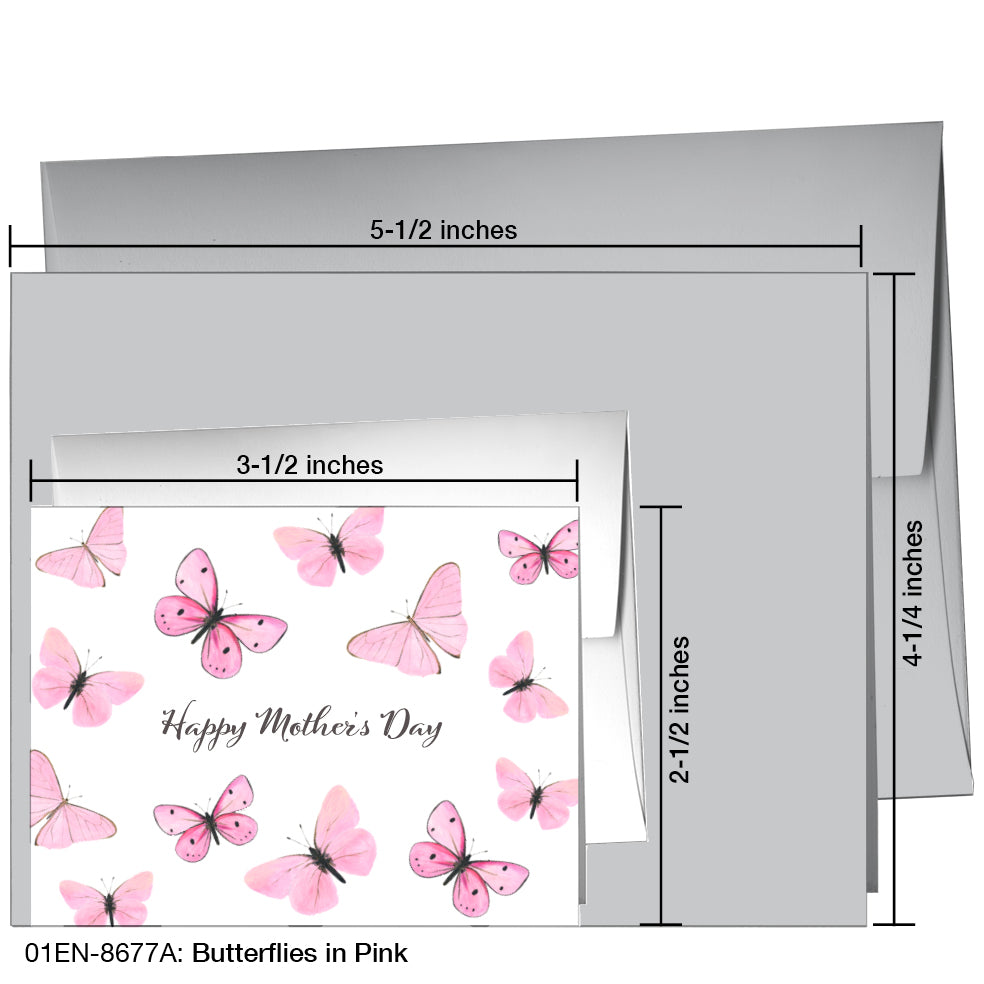 Butterflies in Pink, Greeting Card (8677A), Enclosure, www.printedcanvas.com
