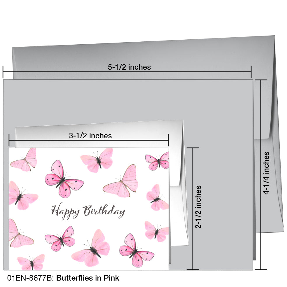 Butterflies in Pink, Greeting Card (8677B), Enclosure, www.printedcanvas.com