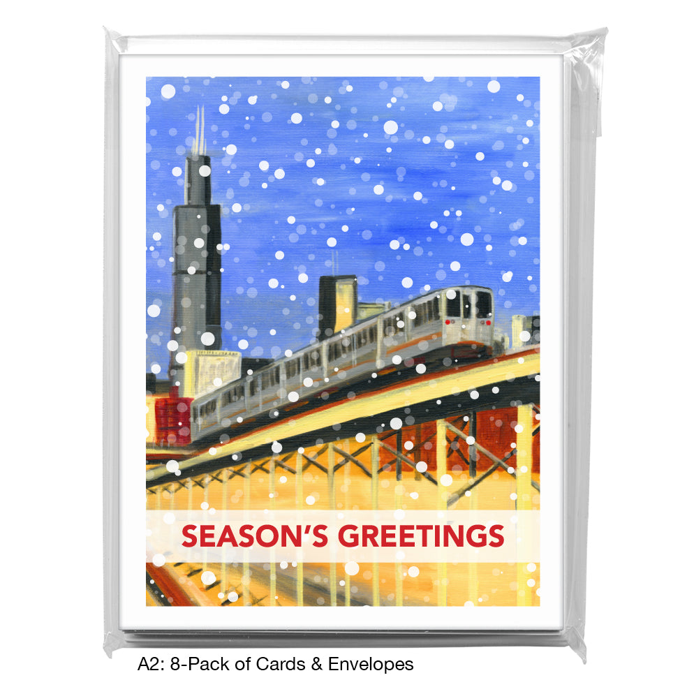 Blue Line Up-Close, Chicago, Greeting Card (7980BA), 8-Pack, www.printedcanvas.com