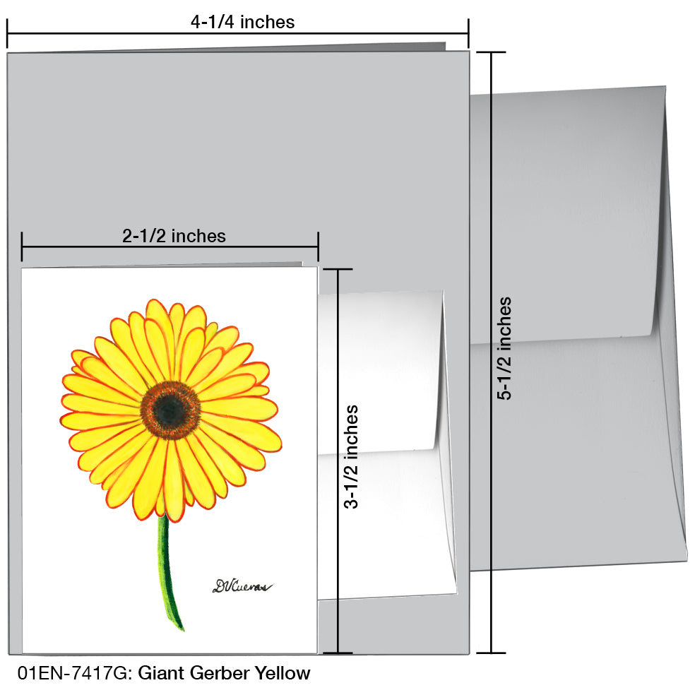 Giant Gerber Yellow, Greeting Card (7417G), Enclosure, www.printedcanvas.com