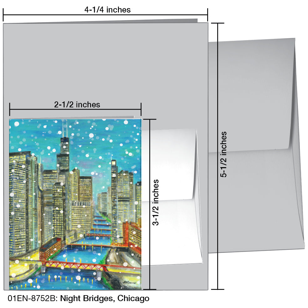 Night Bridges, Chicago, Greeting Card (8752B), Enclosure, www.printedcanvas.com