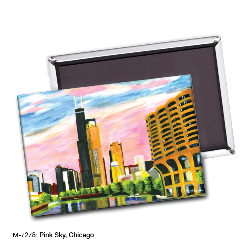 Pink Sky, Chicago, Magnet (M-7278A), blank, printedcanvas.com