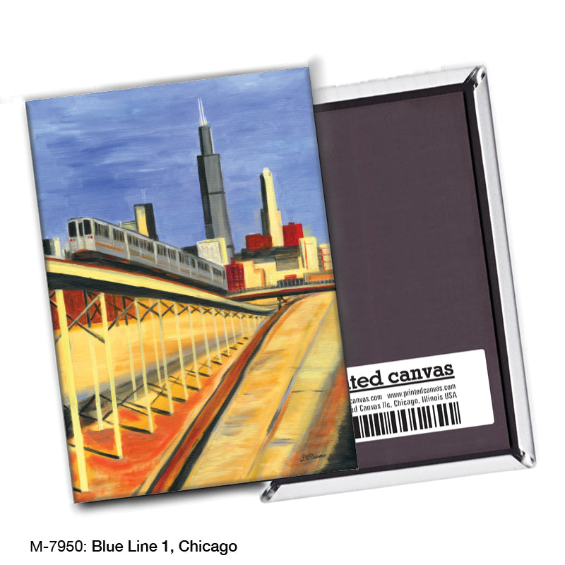 Blue Line 1, Chicago, Magnet (M-7950A), blank, printedcanvas.com