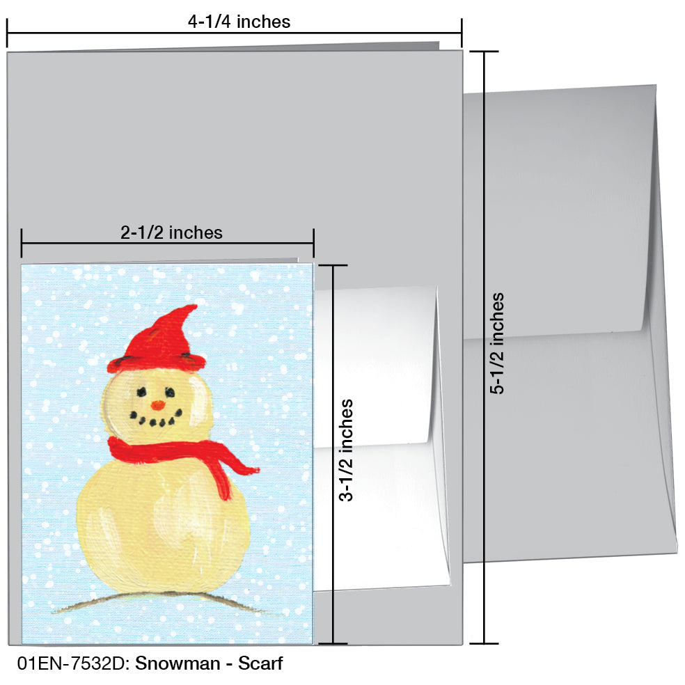 Snowman - Scarf, Greeting Card (7532D), Enclosure Card, www.printedcanvas.com