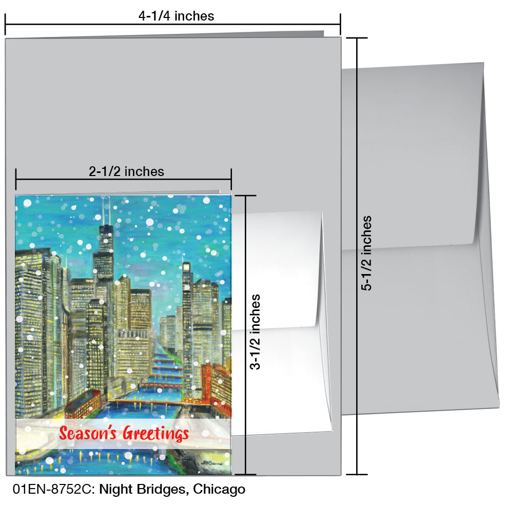 Night Bridges, Chicago, Greeting Card (8752C), Enclosure, www.printedcanvas.com