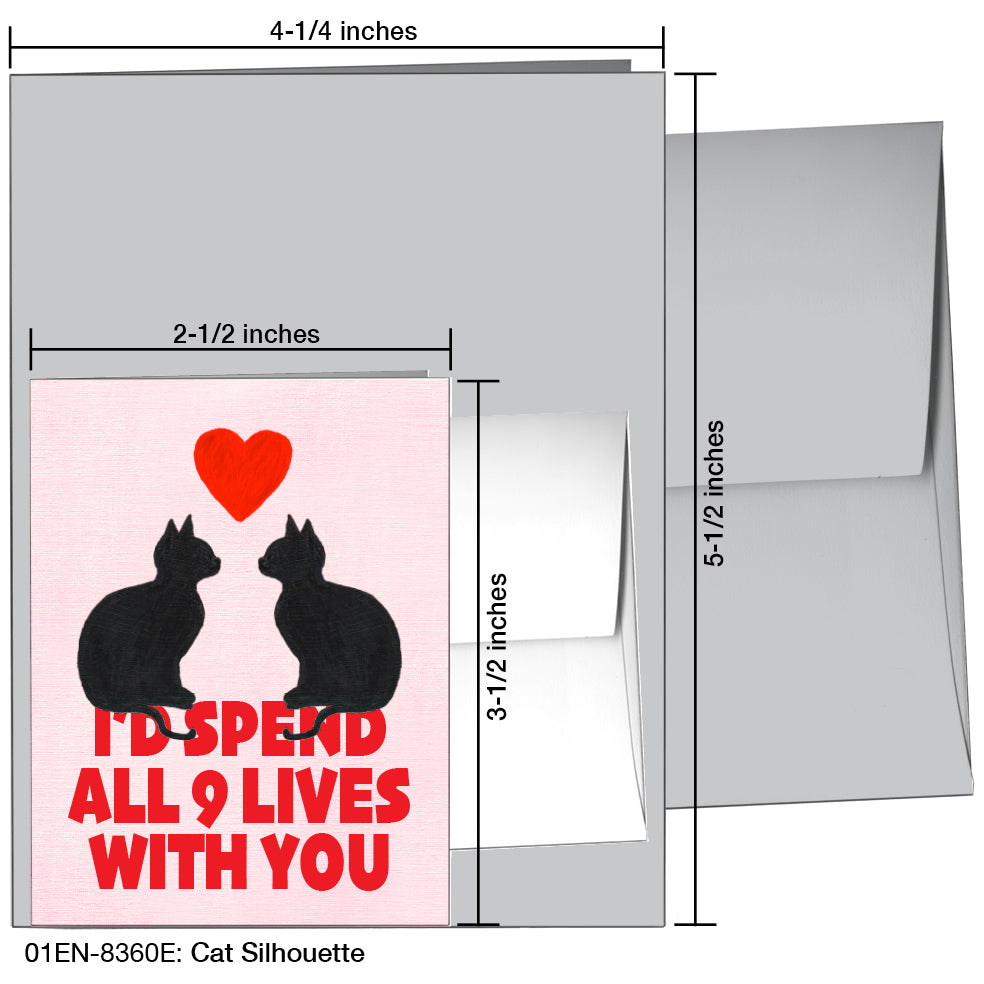 Cat Silhouette, Greeting Card (8360E), Enclosure, www.printedcanvas.com