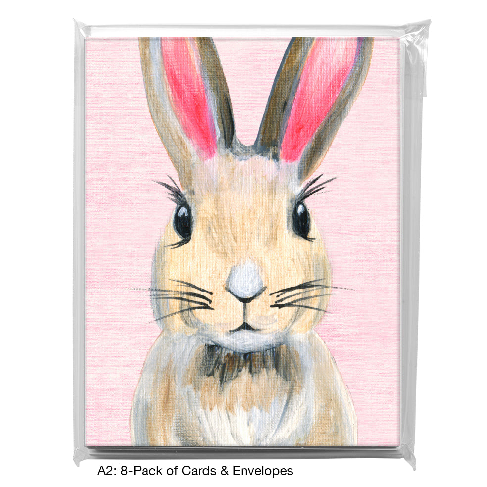 Bunny Pink Ears, Greeting Card (8046B), A2 8-Pack, printedcanvas.com