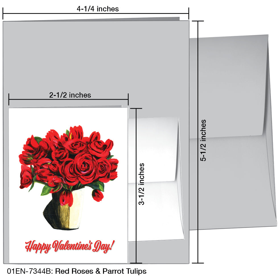 Red Roses & Parrot Tulips, Greeting Card (7344B), Enclosure, www.printedcanvas.com