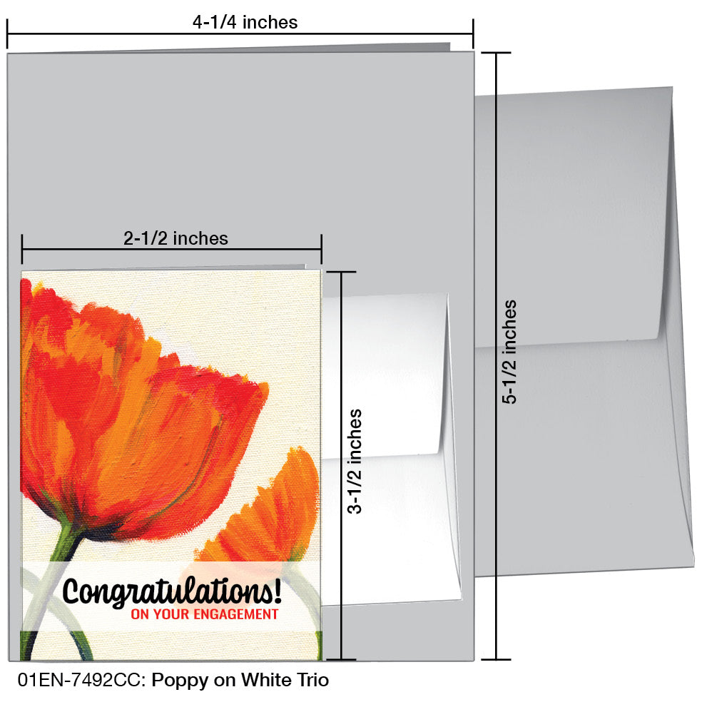 Poppy On White Trio, Greeting Card (7492CC), Enclosure, printedcanvas.com
