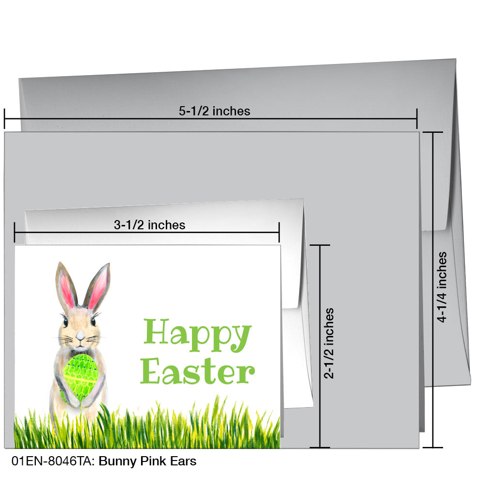 Bunny Pink Ears, Greeting Card (8046TA), Enclosure, www.printedcanvas.com