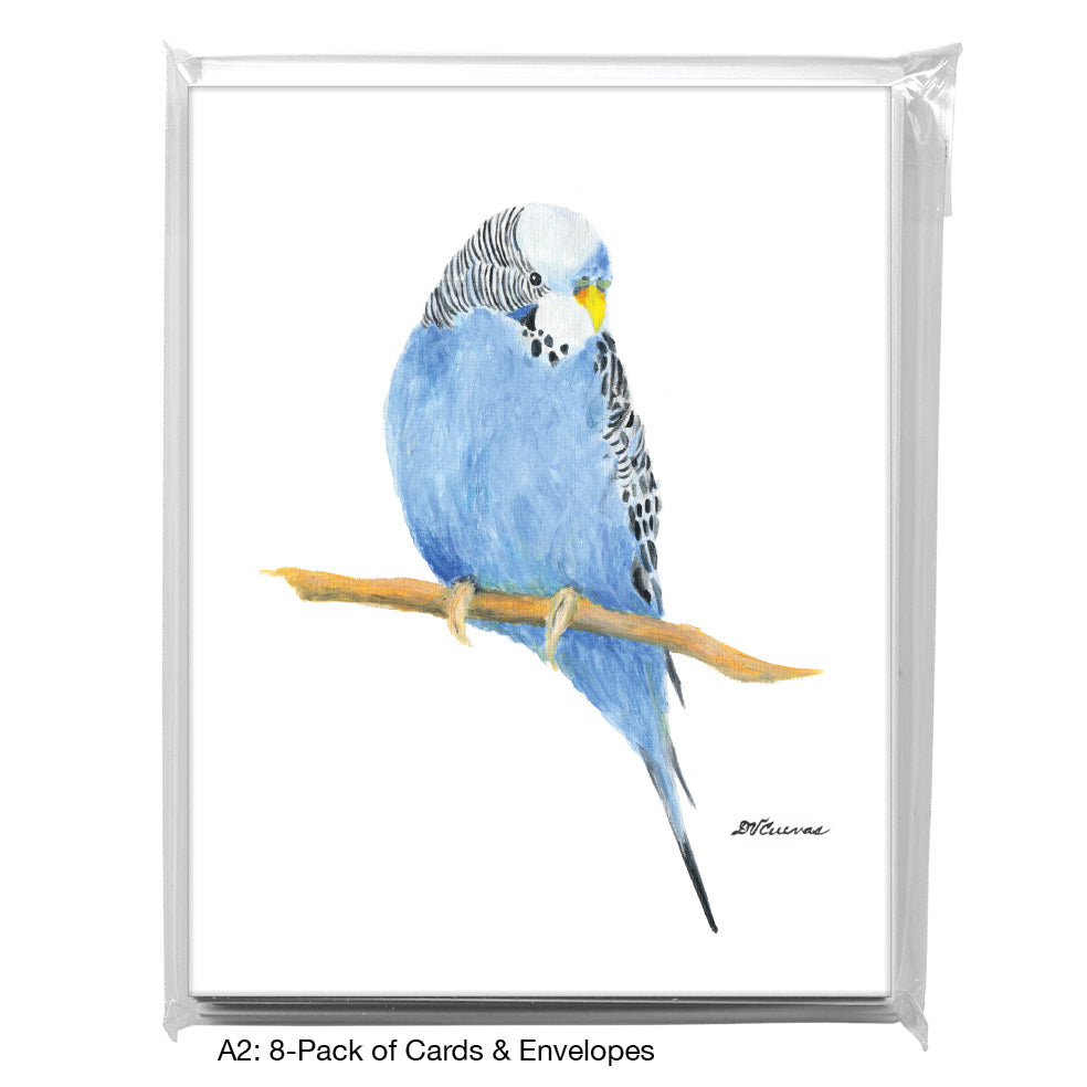 Parakeet Blue, Greeting Card (8779A), A2 Card 8-Pack, www.printedcanvas.com