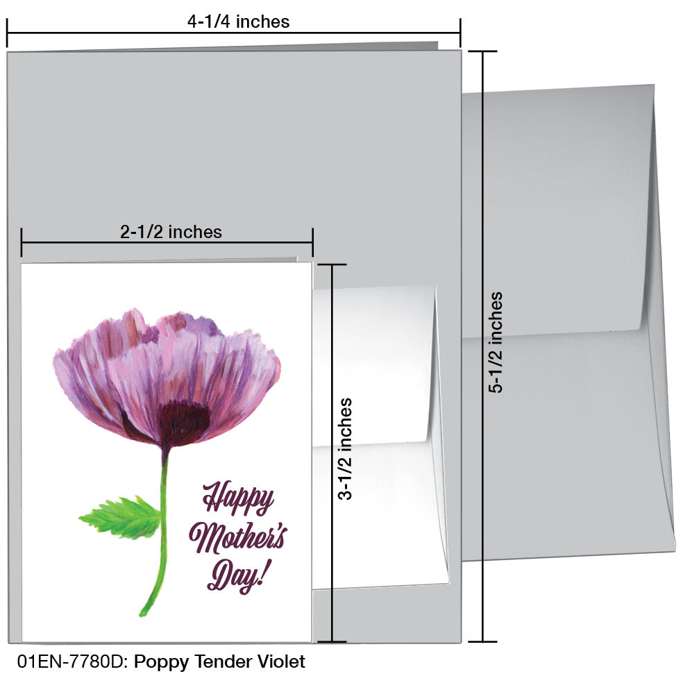 Poppy Tender Violet, Greeting Card (7780D), Enclosure, www.printedcanvas.com