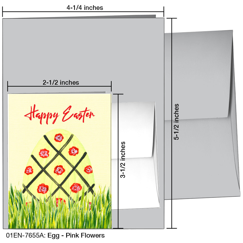 Egg - Pink Flowers, Greeting Card (7655A), Enclosure, www.printedcanvas.com