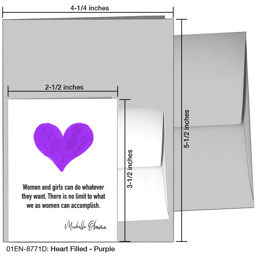 Heart Filled - Purple, Greeting Card (8771D), Enclosure Card, printedcanvas.com