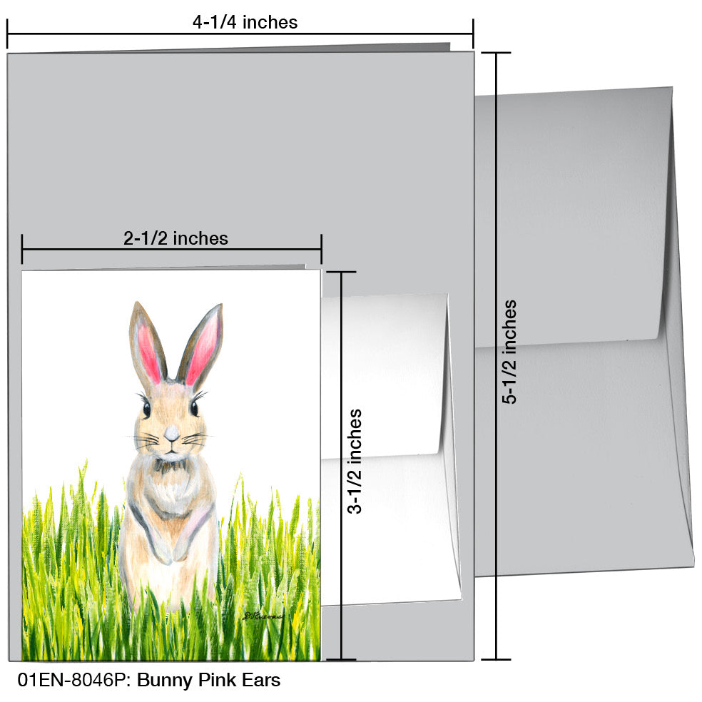 Bunny Pink Ears, Greeting Card (8046P), Enclosure Card, www.printedcanvas.com
