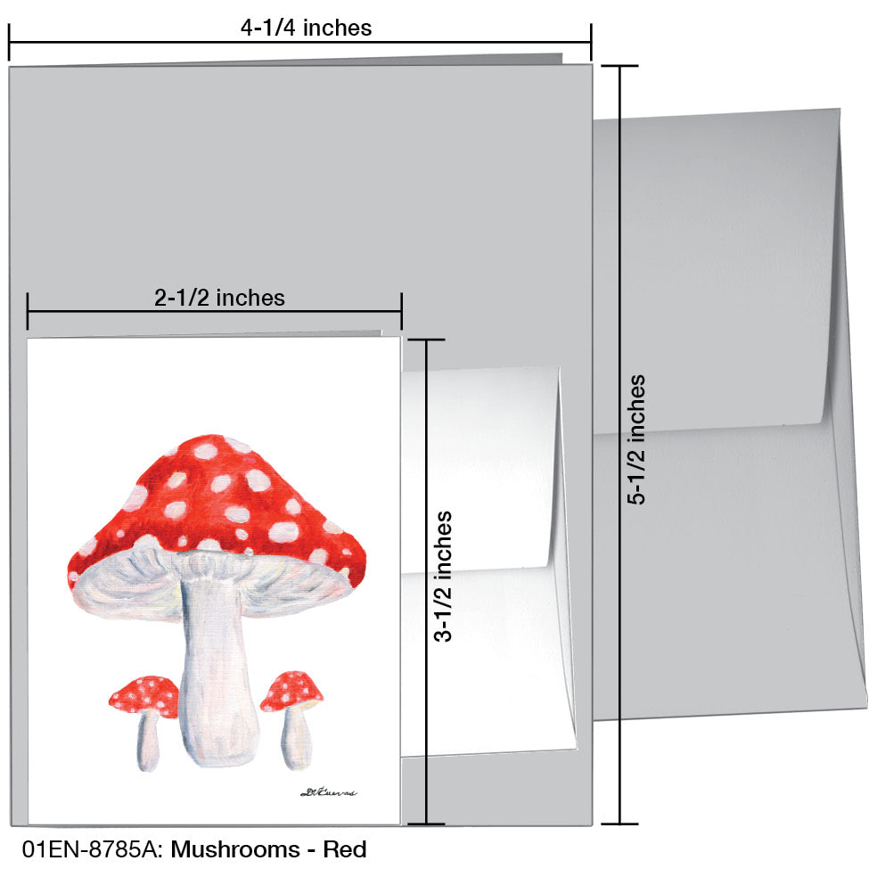 Mushrooms - Red, Greeting Card (8785A), Enclosure, www.printedcanvas.com