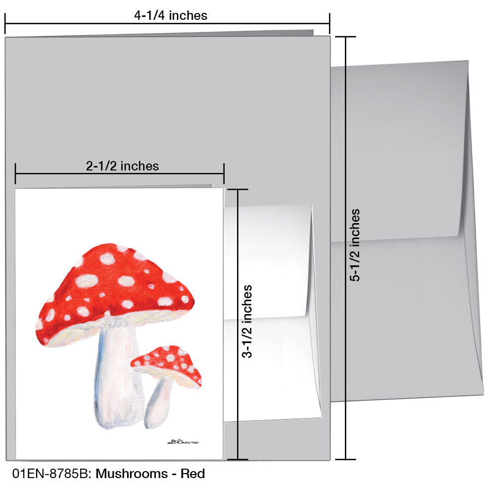 Mushrooms - Red, Greeting Card (8785B), Enclosure, www.printedcanvas.com