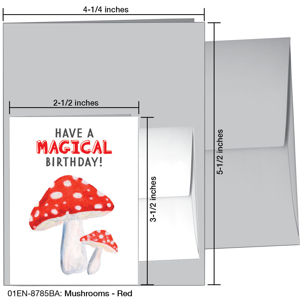 Mushrooms - Red, Greeting Card (8785BA), Enclosure, www.printedcanvas.com