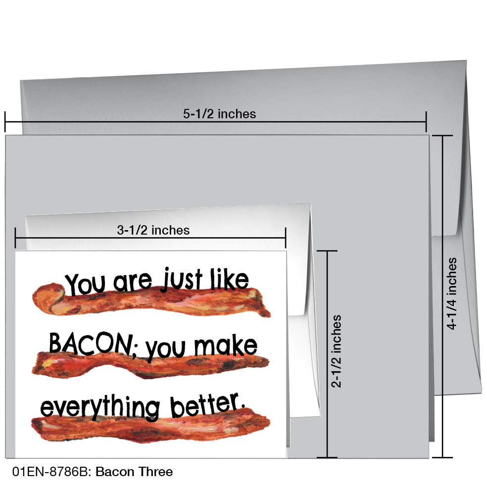 Bacon Three, Greeting Card (8786B), Enclosure, www.printedcanvas.com