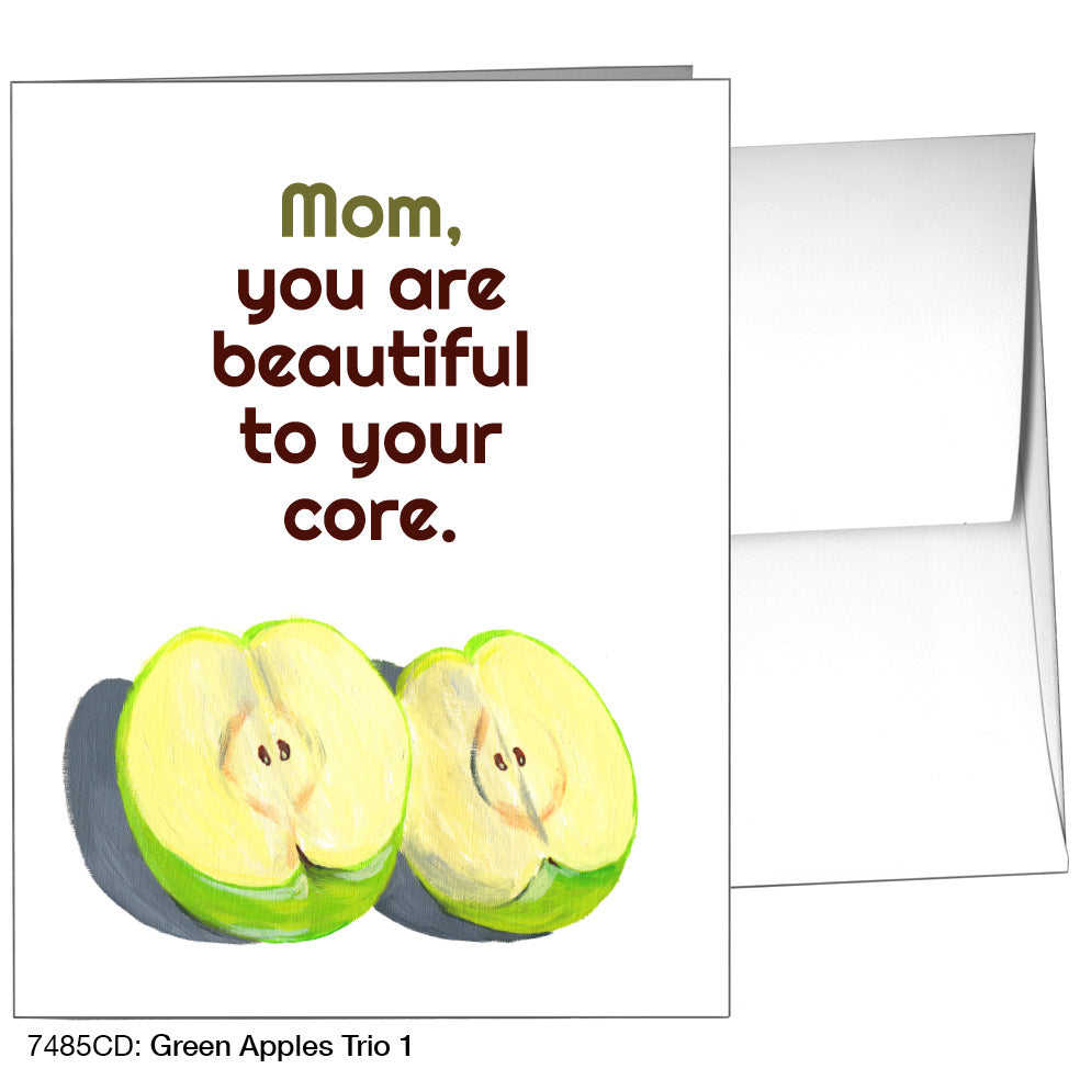 Green Apples Trio 1, Greeting Card (7485CD), A2, printedcanvas.com