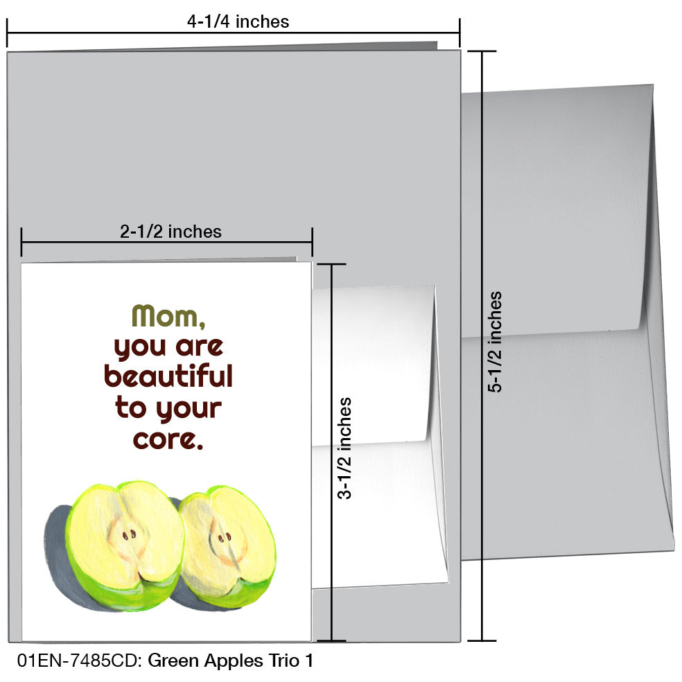 Green Apples Trio 1, Greeting Card (7485CD), Enclosure, printedcanvas.com