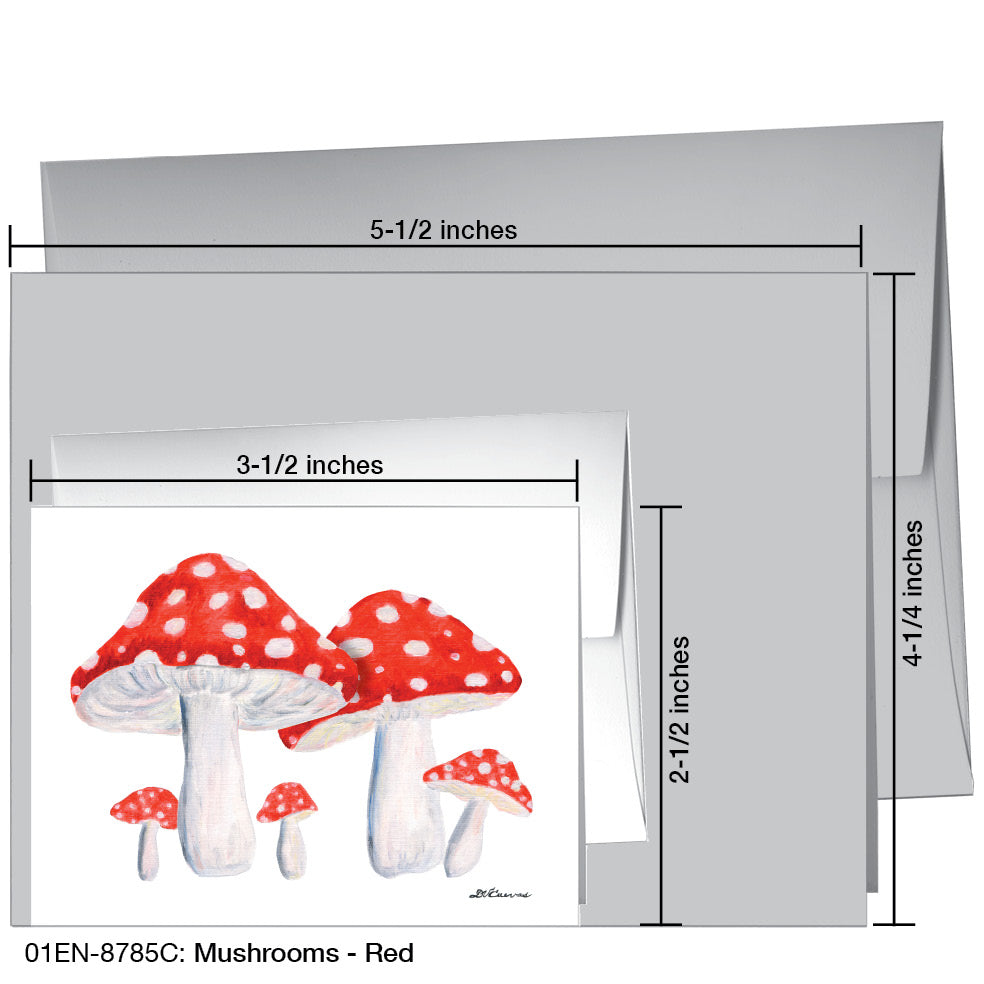 Mushrooms - Red, Greeting Card (8785C), Enclosure, www.printedcanvas.com