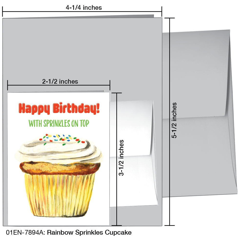 Rainbow Sprinkles Cupcake, Greeting Card (7894A), Enclosure, printedcanvas.com
