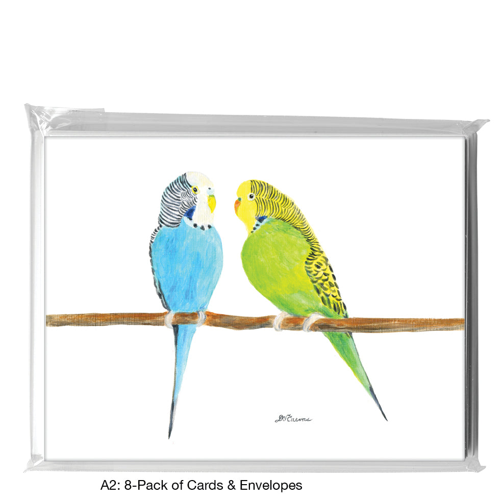 Parakeet Duo, Greeting Card (8780B), A2 Card 8-Pack, www.printedcanvas.com