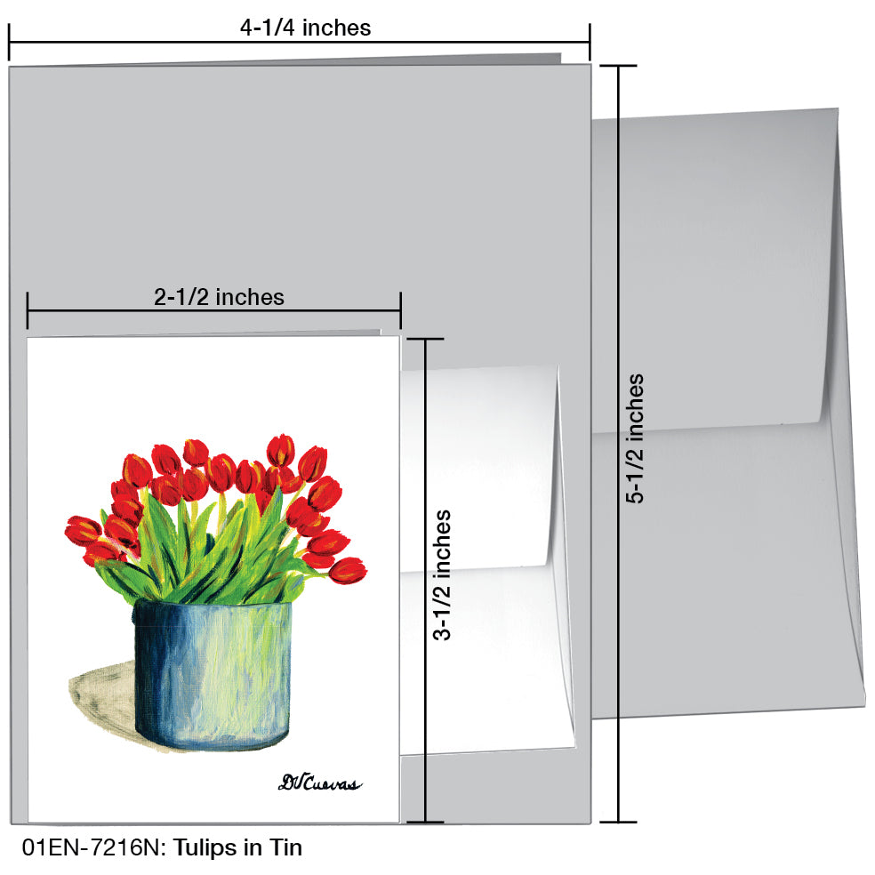 Tulips in Tin, Greeting Card (7216N), Enclosure Card, printedcanvas.com
