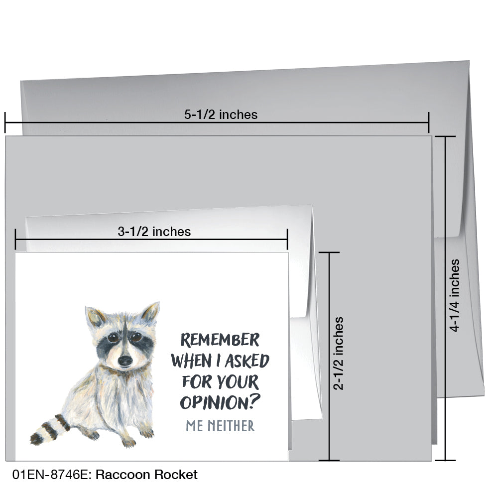 Raccoon Rocket, Greeting Card (8746E), Enclosure, www.printedcanvas.com