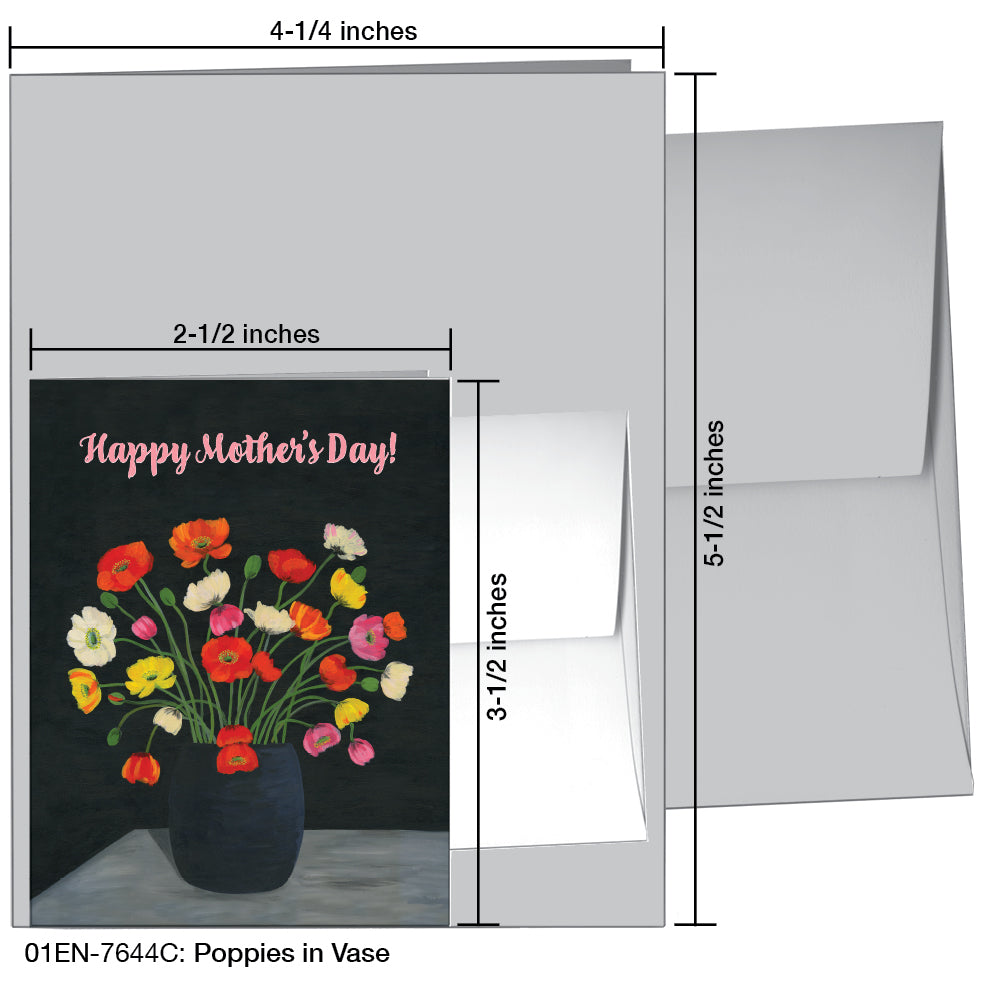 Poppies in Vase, Greeting Card (7644C), Enclosure, www.printedcanvas.com