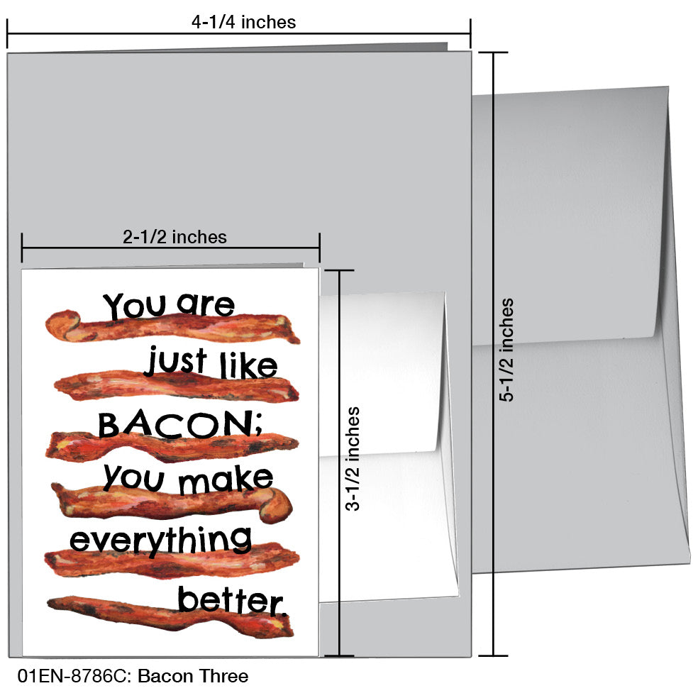 Bacon Three, Greeting Card (8786C), Enclosure, www.printedcanvas.com