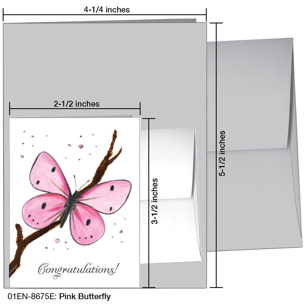 Pink Butterfly, Greeting Card (8675E), Enclosure, www.printedcanvas.com