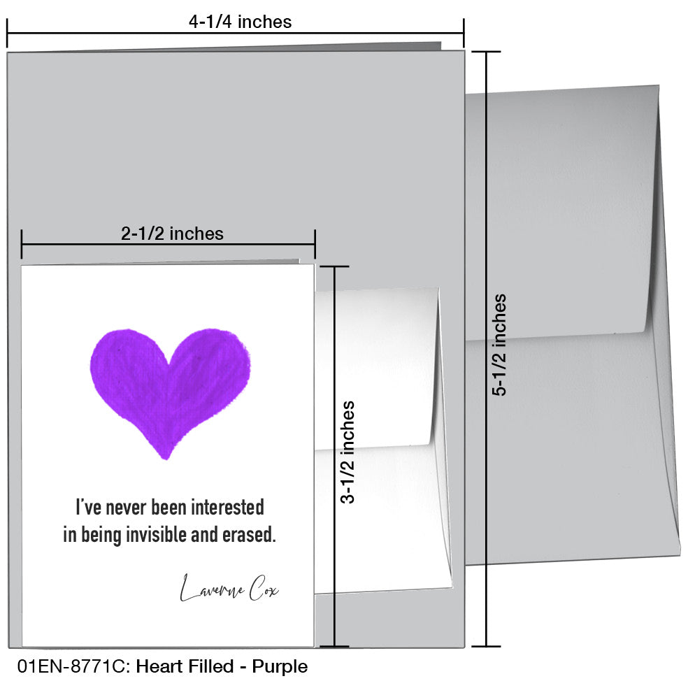 Heart Filled - Purple, Greeting Card (8771C), Enclosure, printedcanvas.com
