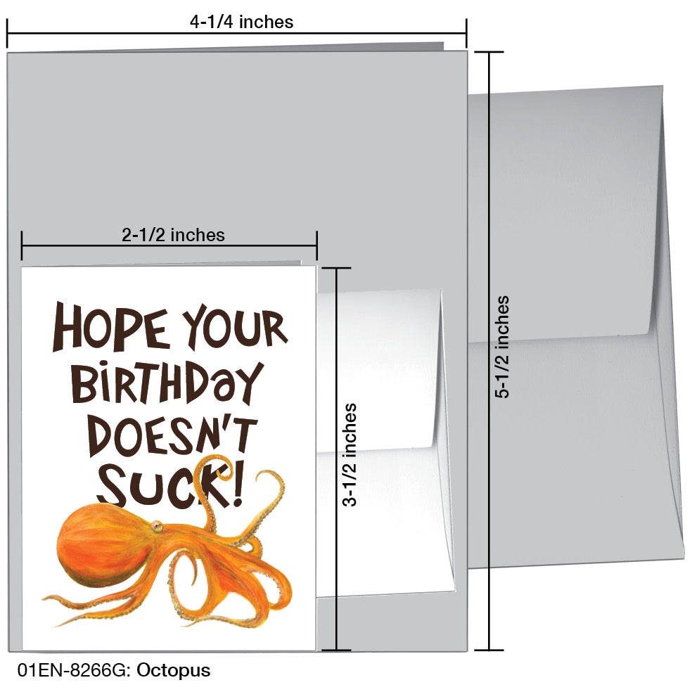 Octopus, Greeting Card (8266G), Enclosure, www.printedcanvas.com