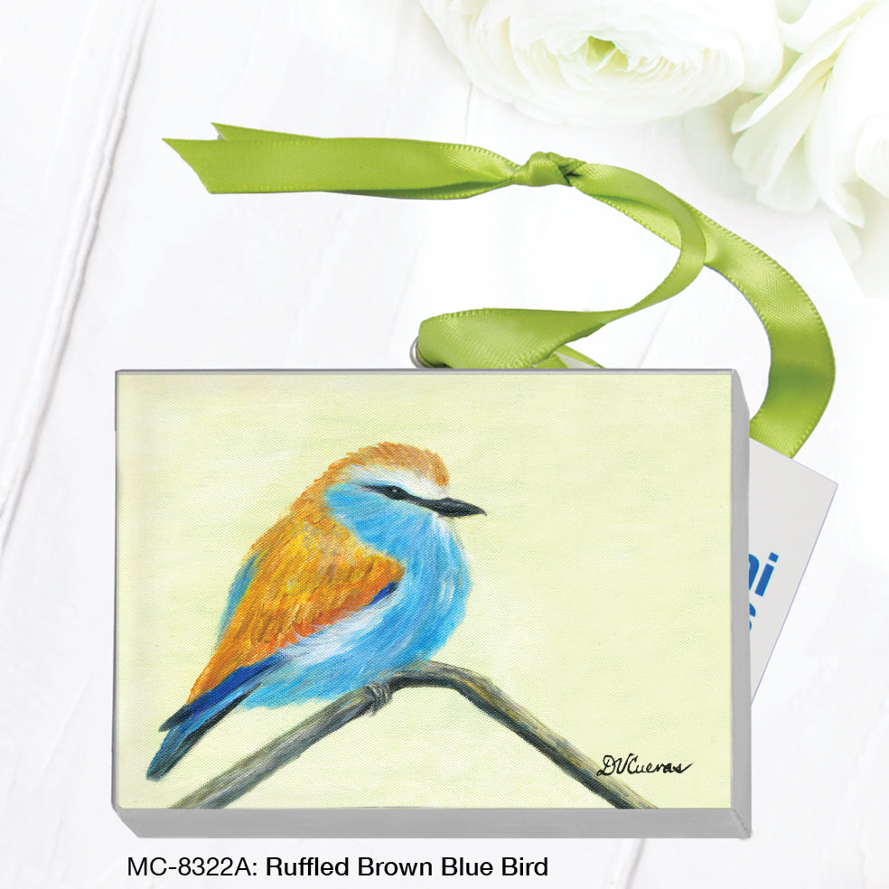 Ruffled Brown Blue Bird, Mini Canvas (MC-8322A), Front, printedcanvas.com