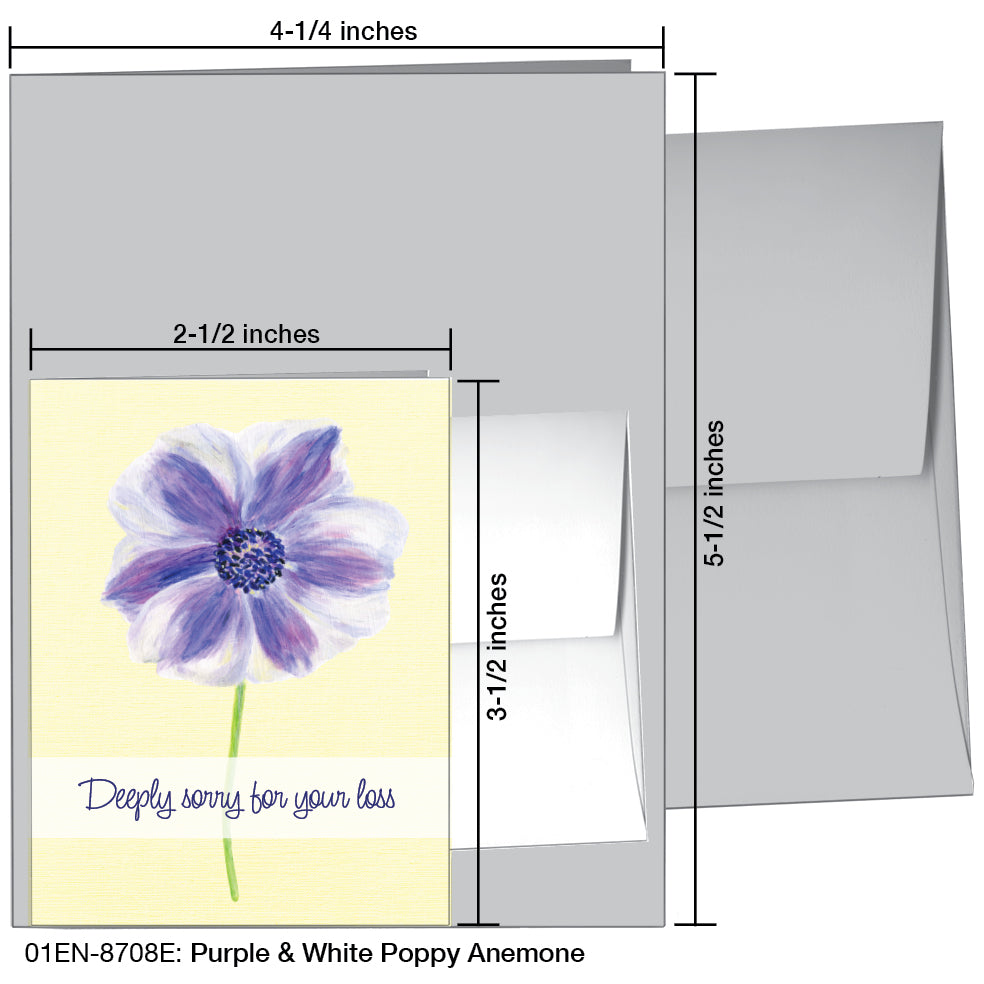 Purple & White Poppy Anemone, Greeting Card (8708E), Enclosure Card, www.printedcanvas.com