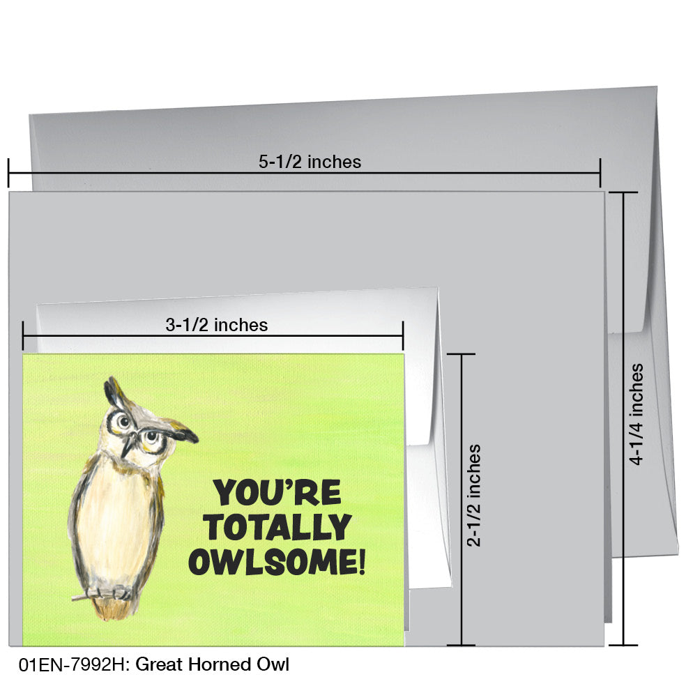 Great Horned Owl, Greeting Card (7992H), Enclosure, printedcanvas.com