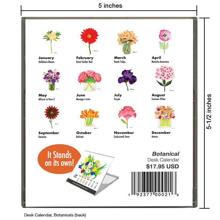 Desk Calendar, Botanicals (#201-2025) - Printed Canvas