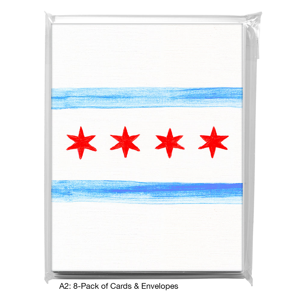 Flag of Chicago, Greeting Card (8736E), A2 8-Pack, printedcanvas.com