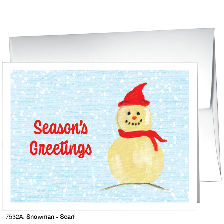 Snowman - Scarf, Greeting Card (7532A), A2, printedcanvas.com