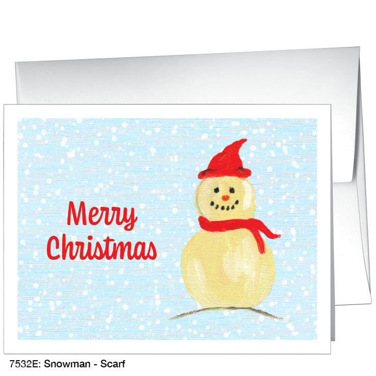 Snowman - Scarf, Greeting Card (7532E), A2, printedcanvas.com