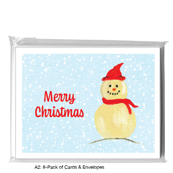 Snowman - Scarf, Greeting Card (7532E), A2 8-Pack, printedcanvas.com