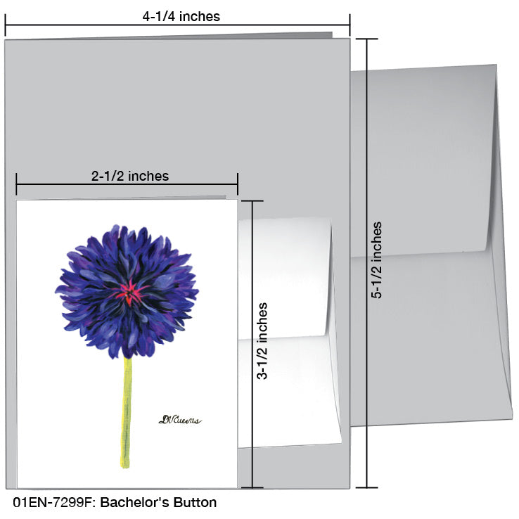 Bachelor's Button, Greeting Card (7299F), Enclosure, www.printedcanvas.com